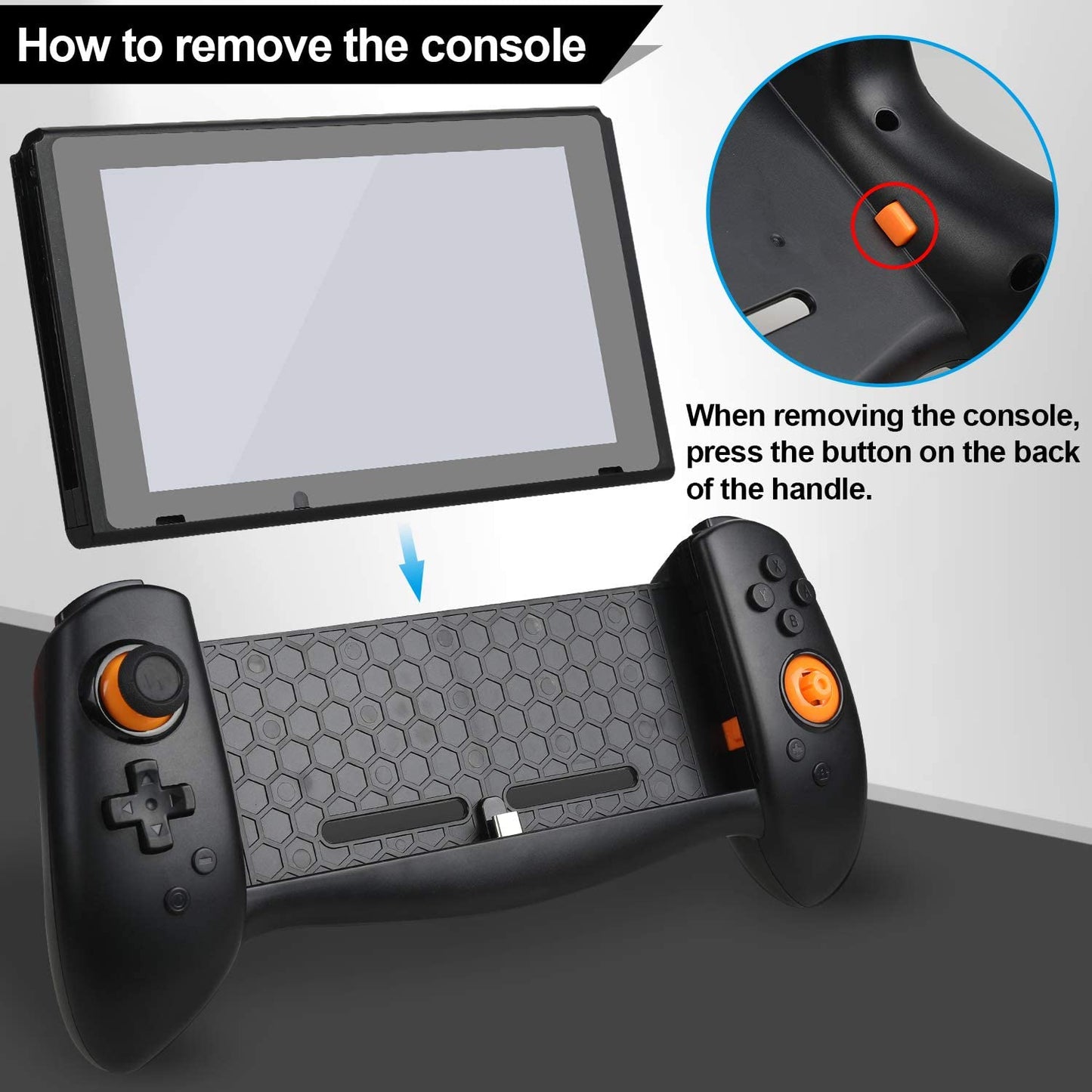 Controller pentru Nintendo Switch, model imbunatatit, ergonomic, cu vibratie dubla, 3 capace joystick diferite, giroscop cu 6 axe