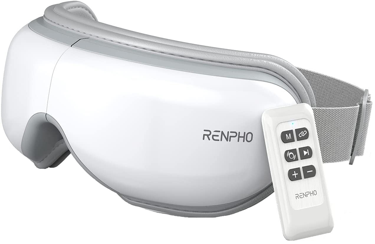 Aparat de masaj ocular Renpho , pentru ochi cu telecomanda si functie de caldura, masaj, muzica prin Bluetooth, ochelari de masaj reincarcabili pentru ameliorarea durerii oculare, imbunatatirea ochilor uscati si a somnului