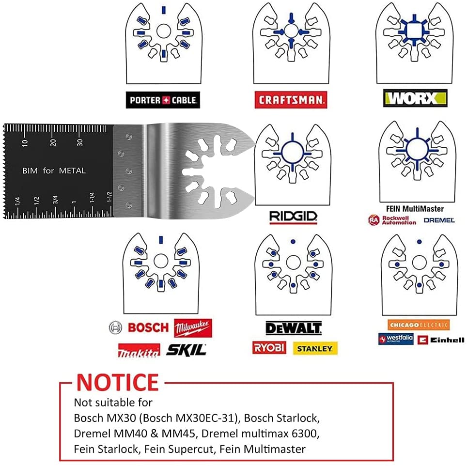 Set accesorii pentru masina multifunctionala oscilanta, de slefuire si taiere metal, lemn, plastic, accesorii multiunealta, 105 buc set de accesorii pentru scule multifunctionale, pentru Fein Multimaster, Bosch, Makita, Dewalt