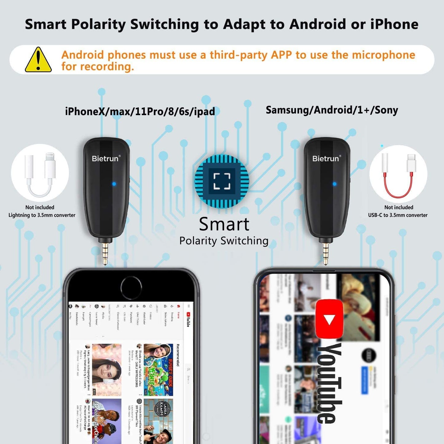 Microfon lavaliera wireless UHF , cu condesator cardioid, 20 m raza de actiune, 3,5 mm TRRS, pentru smartphone, camera DSLR, laptop, pc, inregistrare video, streaming live
