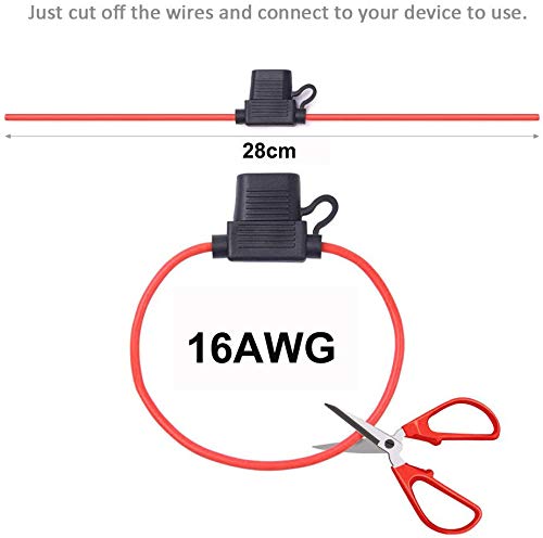 Set de 10 soclu sigurante auto, suport siguranta pe fir cu carcasa turnata si cablu de 28 cm, 16 AWG, 12-32 V
