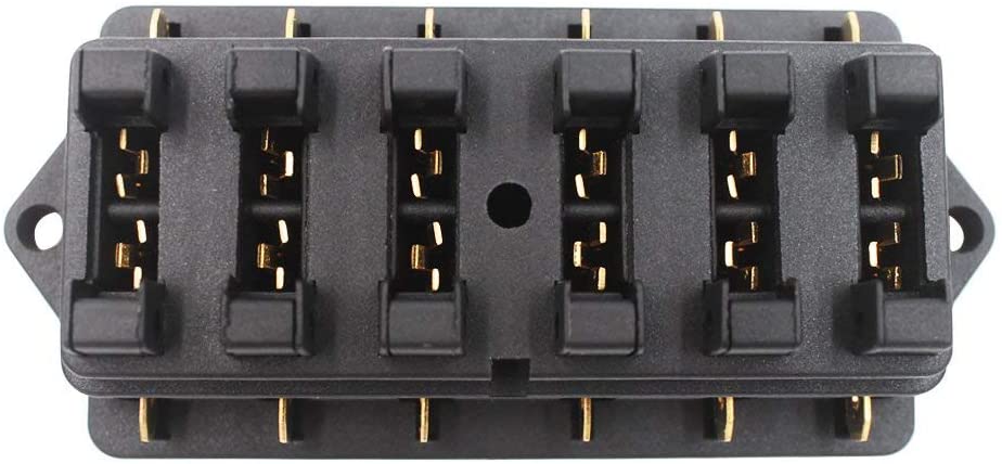 Set panou sigurante auto cu 6 iesiri 12-32V, cu 10 sigurante si capac de protectie, pentru masina, camion, caravana (1-40 A)