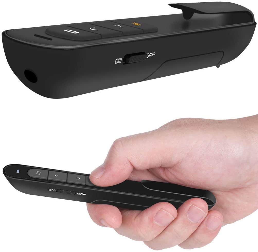 Presenter laser wireless, indicator cu control al volumului si butoane schimbare pagina, USB 2,4 GHz, negru