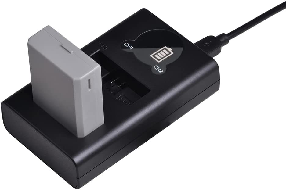 Set 2 acumulatori LP-E5 1500 mAh cu incarcator dublu cu indicator LED si port Micro USB si USB C, pentru Canon LP-E5, Canon EOS Rebel XS, Rebel T1i, Rebel XSi, 1000D, 500D, 450D, Kiss X3, Kiss X2 si Kiss F