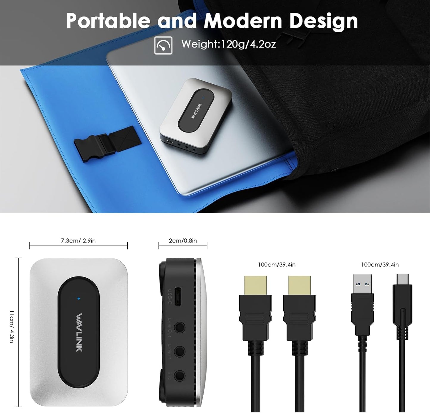 Placa de captura video 4K, HDMI, Video grabber cu loopout HDMI, mufa jack 3.5 mm Line In, Line Out, Mic In, plug & play, suport VRR, compatibil cu PC, Laptop, consola jocuri