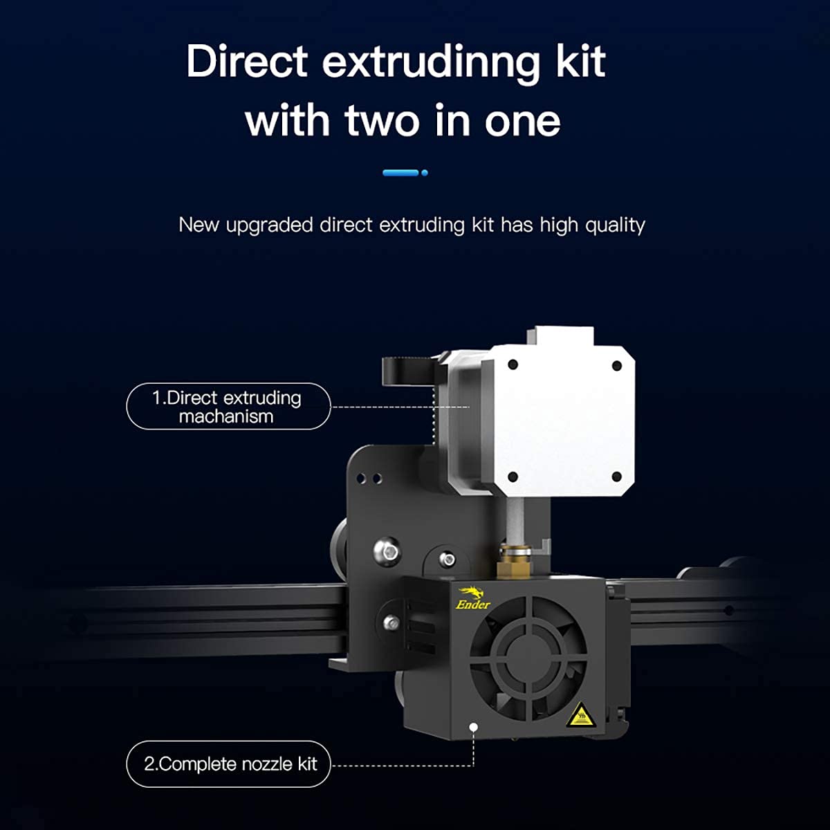 Kit extruder direct de 1.75 mm, Creality, cu motor nivelare pas 42-40, cap de printare, ventilator, fire de conectare, pentru Ender 3, Ender 3 Pro, Ender 3 V2