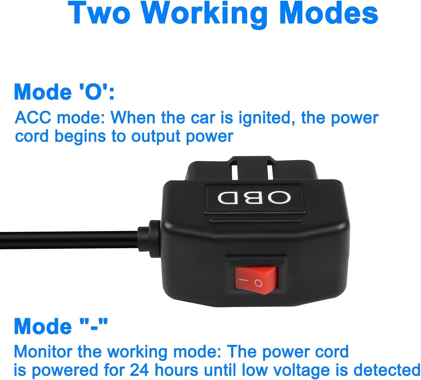 Cablu de alimentare USB-C cu interfata OBD, de 3,5 m, cu intrerupator si protectie la supradescarcare, DC 12-36V, pentru camera de bord auto, navigatie GPS, DVR