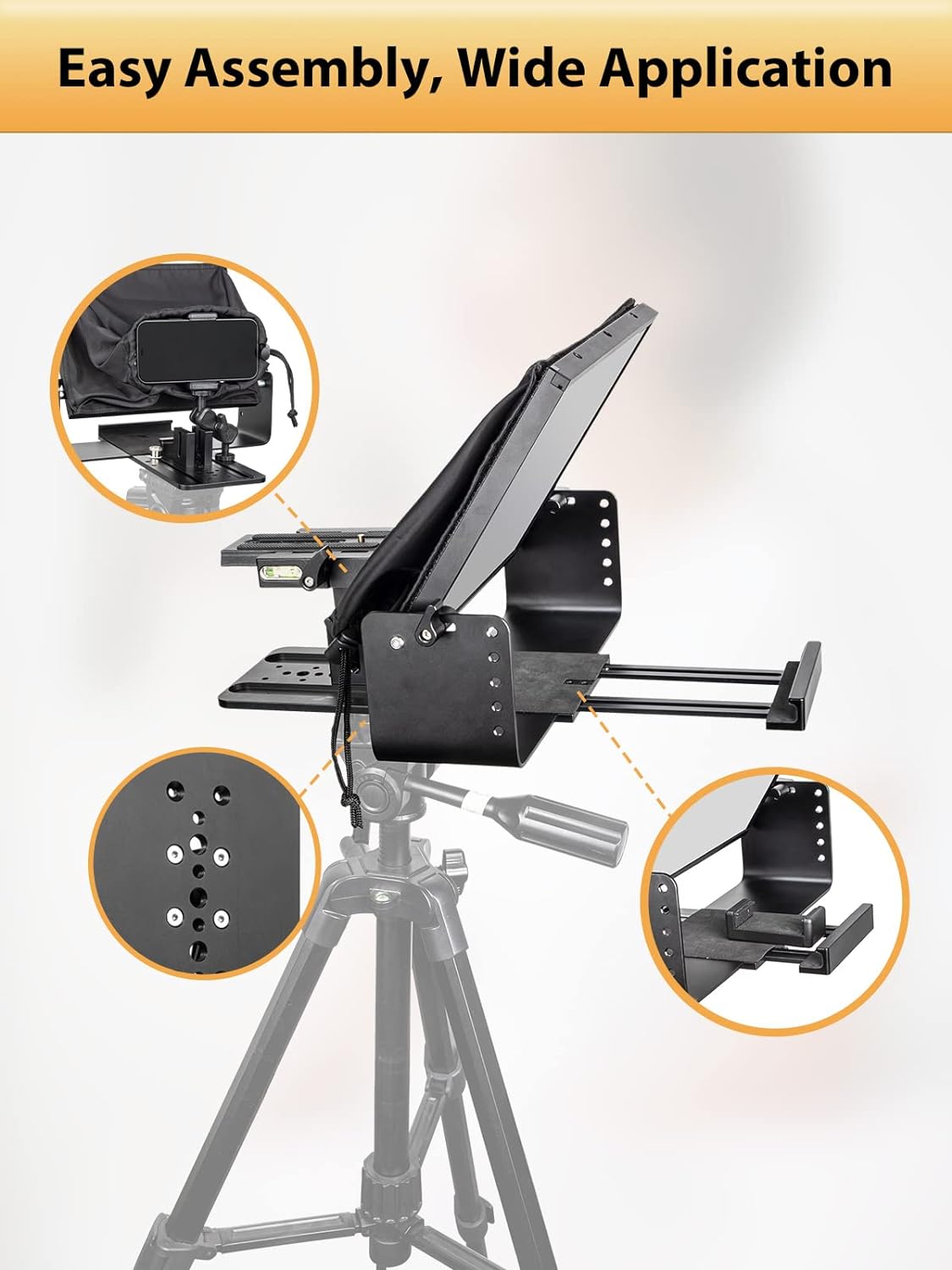 Kit teleprompter de 12 inch, pentru camere DSLR, cu telecomanda, compatibil cu smartphone si tableta pana la 12.9 inch, din metal, cu geanta de depozitare si transport, Moman MT12