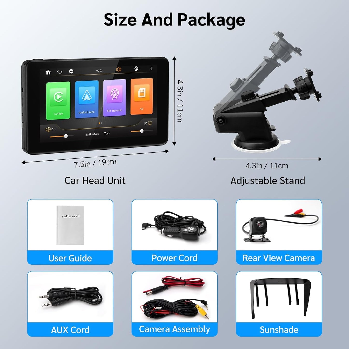 Navigatie Auto Multimedia, GPS, Wireless, Apple CarPlay, Android Auto, Bluetooth 5.0, MirrorLink, Rezolutie HD 1024 x 600, cu Camera Marsarier, Ecran LCD, Touchscreen, 7 inchi, Compatibila cu Google Assistant si Siri, Parasolar, Universala