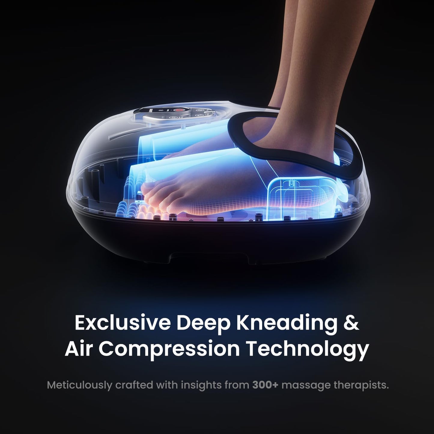 Aparat de masaj Shiatsu pentru picioare cu functie caldura, compresie aer, cu 3 moduri de intensitate, temporizator, telecomanda si Display cu touch, pentru relaxare musculara si ameliorare dureri, Renpho