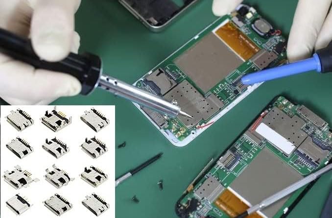 Set 240 conector mama USB B micro pentru PCB, cu 24 de modele diferite, din otel inoxidabil, compatibile cu mouse, tastaturi si incarcatoare, mufe de telefon, pentru inlocuire si reparatii si cutie de depozitare si transport
