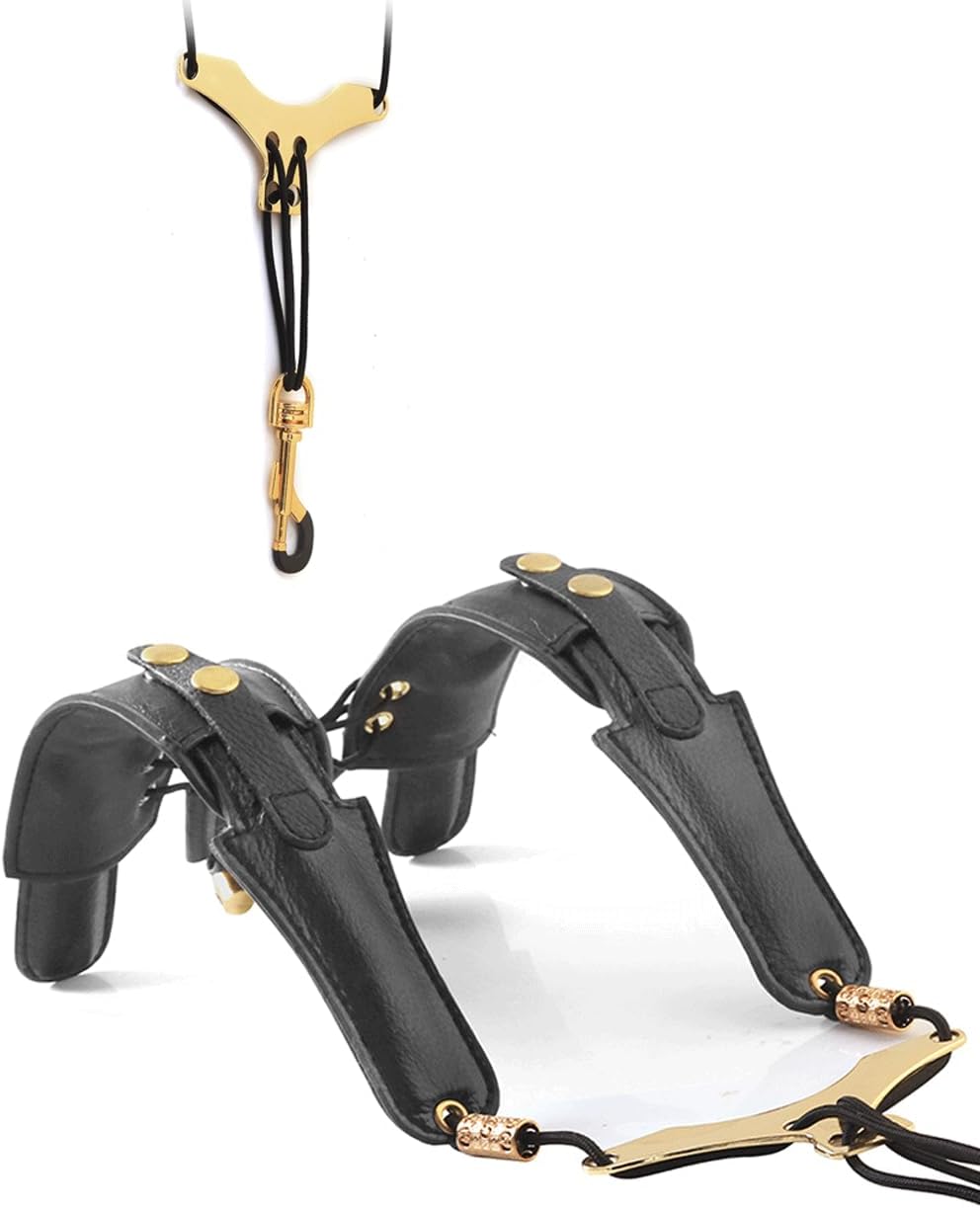 Curea pentru saxofon din piele,suport reglabil 25cm - 55cm pentru umeri si gat , gatar captusit, unisex, negru