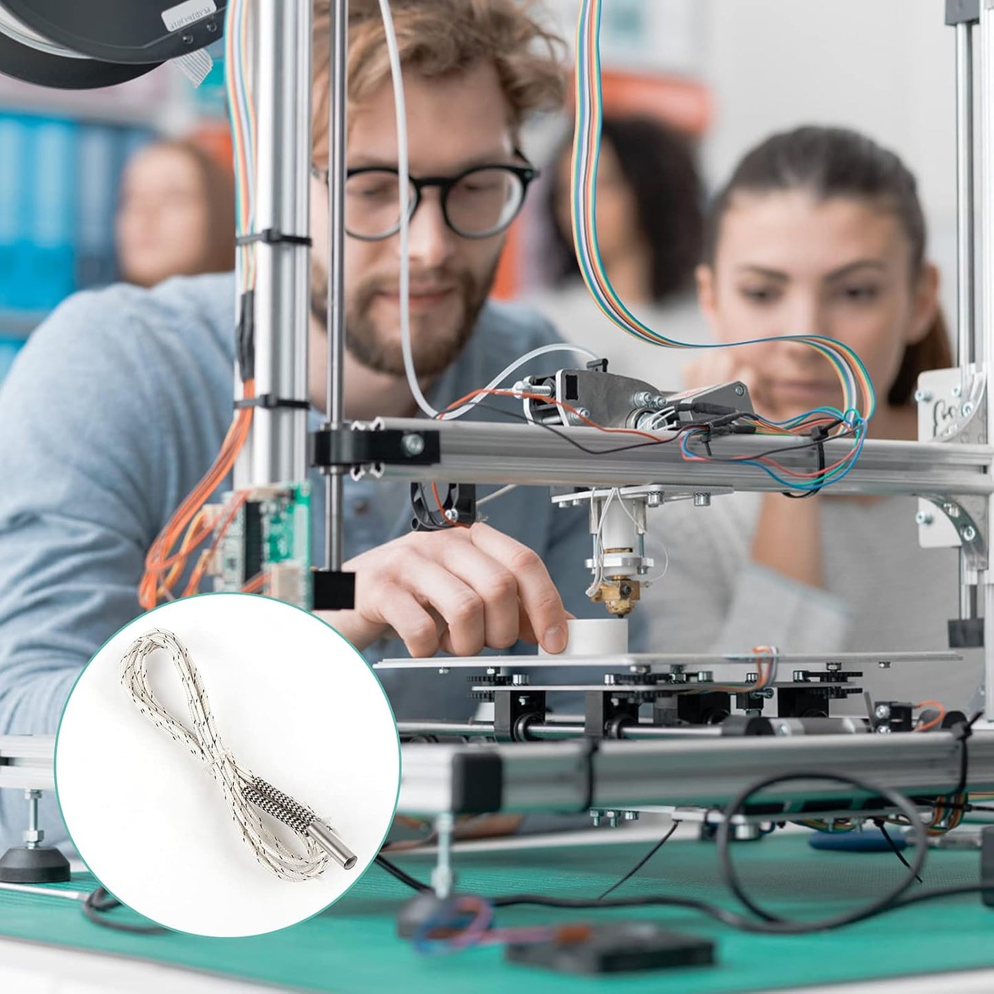 Set 4 Incalzitor ceramic 24V 50W, hotend cu cablu de 1m, pentru imprimanta 3D, compatibil Reprap, Prusa Mendel I3, Ender 3