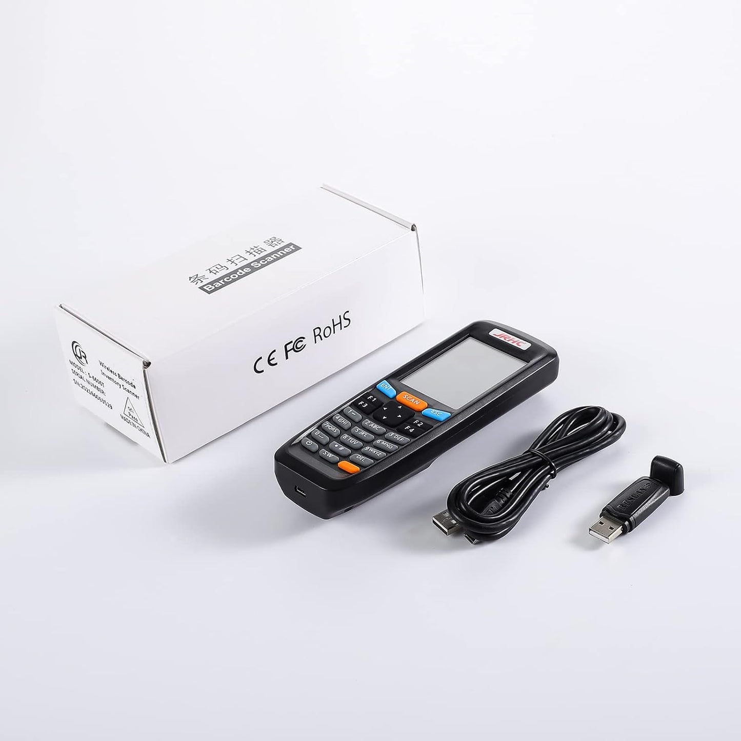 Cititor coduri de bare, scanner wireless 1D, 2D, QR, cu display LCD 2.8 inch, acumulator 1400 mAh, portabil, mod inventar, portabil