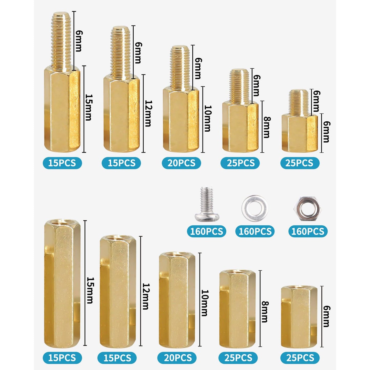 Set distantiere M3, mama-mama si mama-tata, 680 suruburi, piulite hexagonale si saibe, otel inoxidabil, pentru placa PCB, placa de baza Rasberry Pi