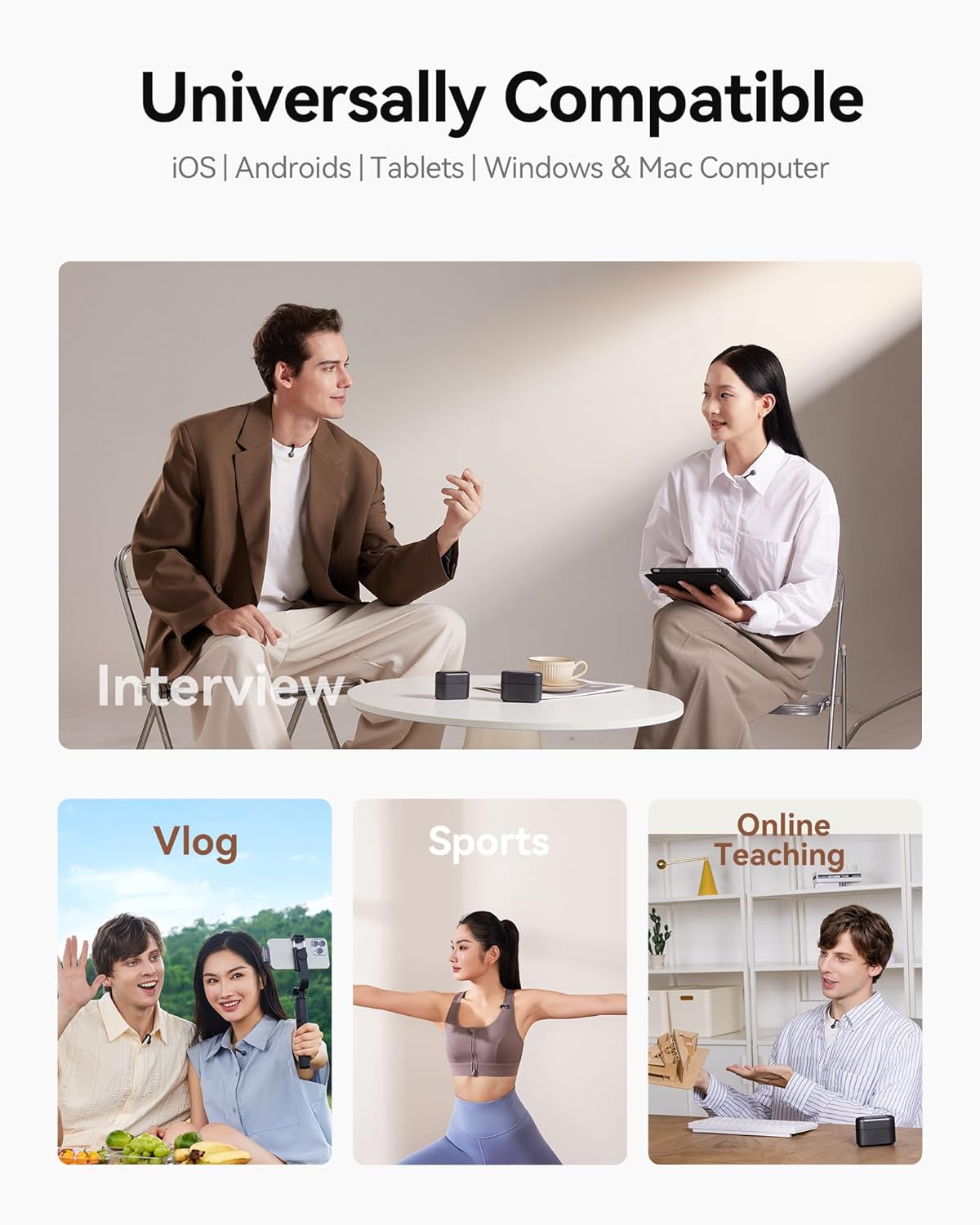 Microfon Lavalier Wireless Hollyland Lark M2S Mini Combo (Camera RX+Type-C RX) pentru Camera/iPhone/Android/Laptop, 7g Usor, Clip din Titan, Raza 300m, Vlogging, Streaming