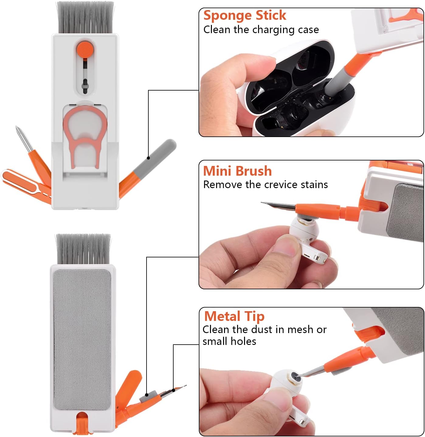 Kit multifunctional 11 in 1 de curatare produse electronice, pentru tastatura, laptop, camera, telefoane mobile, airpods, gadgeturi