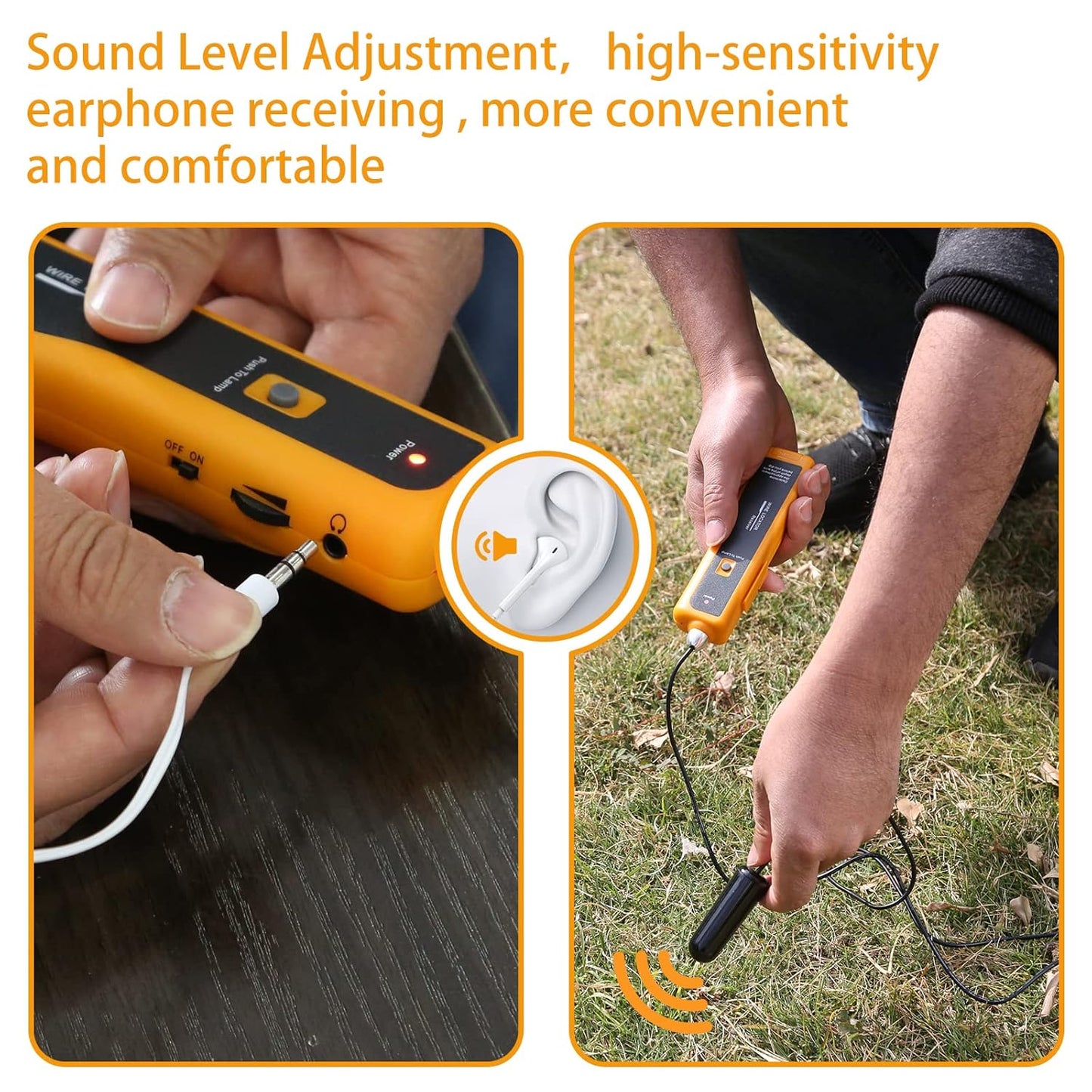 Detector de cabluri subterane, localizator fire, tevi metalice, coaxial, cu transmitator si receptor, lumina LED, adancime pana la 60 cm si 300 m lungime, KOLSOL
