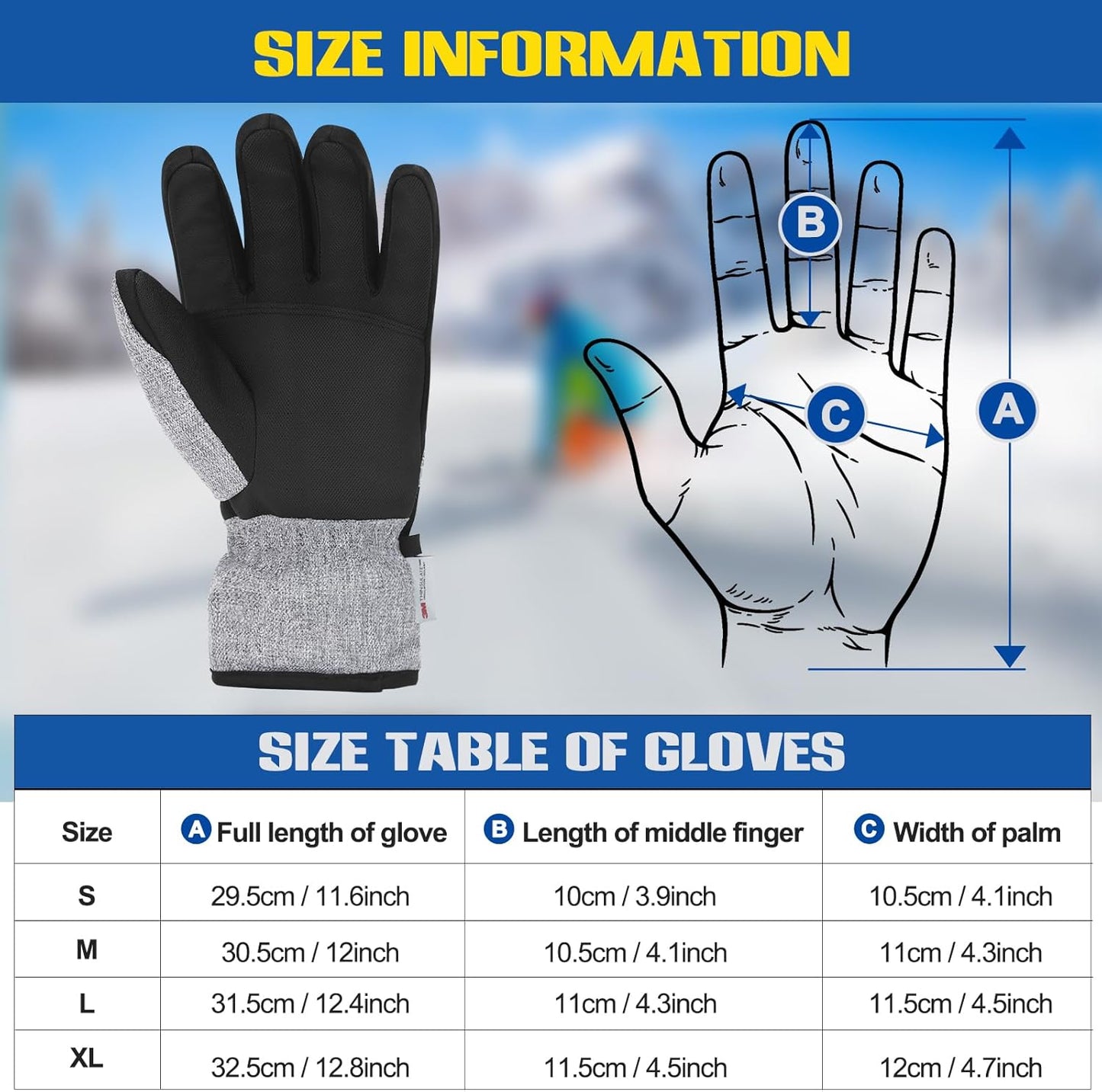 Manusi de iarna impermeabile, compatibile touchscreen, material respirabil, rezistente la vant, cu buzunar, pentru schi, snowboarding, drumetii, ciclism