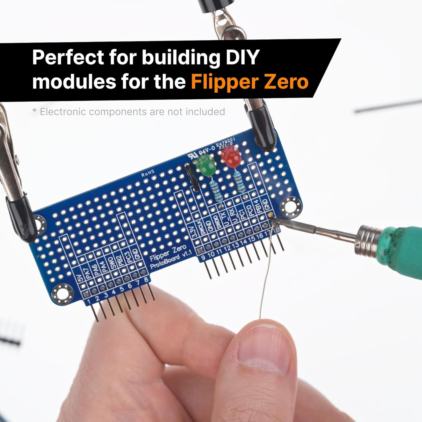 Set 3 placi de prototipare Flipper Zero, PCB FR4 pentru prototipare module GPIO, Raster 100mil, conectori pin Header neasamblat, compatibil analizor logic si osciloscop, material durabil, DIY electronica si dezvoltare proiecte