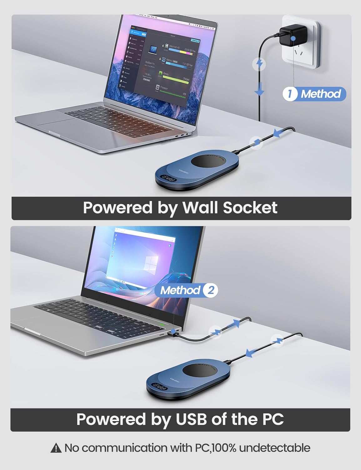 Mouse Air 3 Ultra cu control prin aplicatie, dispozitiv de miscare mouse ultra subtire cu functie de temporizator, afisaj LED, nedetectabil si silentios, simuleazasimuleaza miscarea cursorului