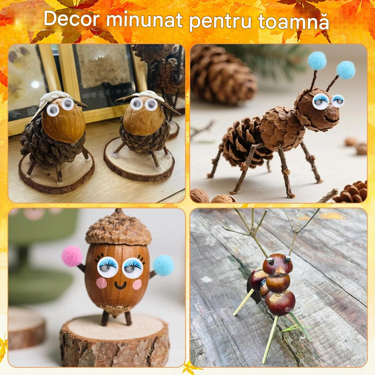 Set de gaurit castane, accesorii mestesuguri cu suport si burghie 1, 5-5 mm, sarme plusate, margele, pene, ochi de jucarie, DIY, multicolor
