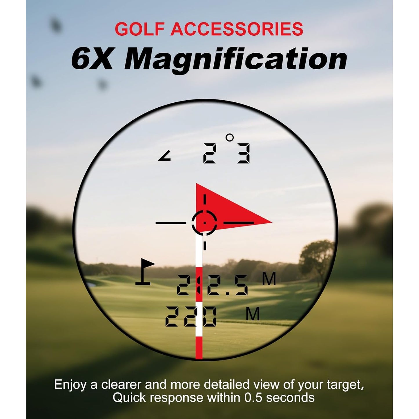 Telemetru laser Golf 1000Y, marire 6x, functie Slope/Inclinare, blocare tinta cu confirmare prin vibratie, reincarcabil USB, scanare continua, afisaj LCD HD, precizie ±1 Yard, pentru golf si vanatoare