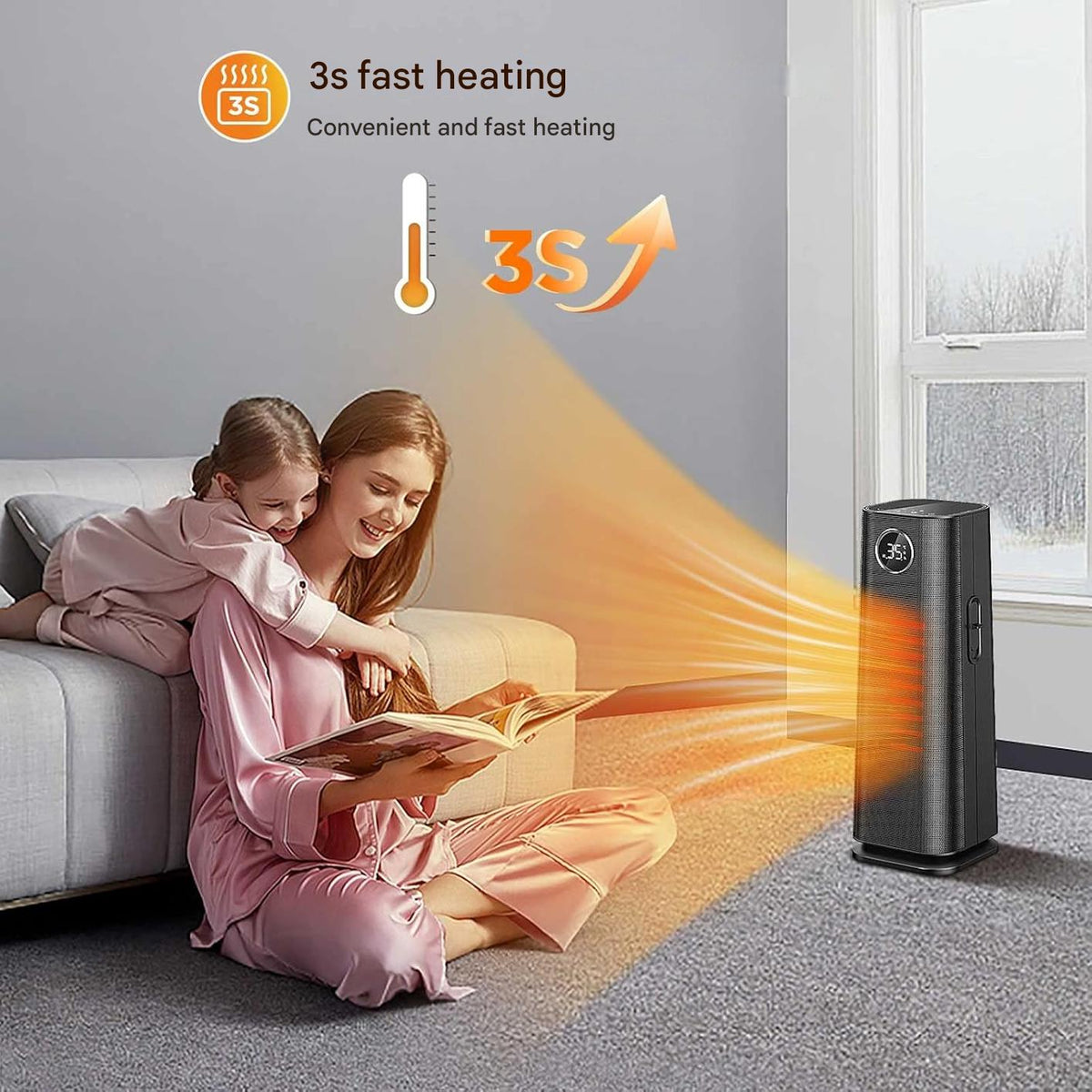 Aeroterma ceramica 2000W - Cu telecomanda, termostat si temporizator, protectie supraincalzire, oscilatie 70°, A++