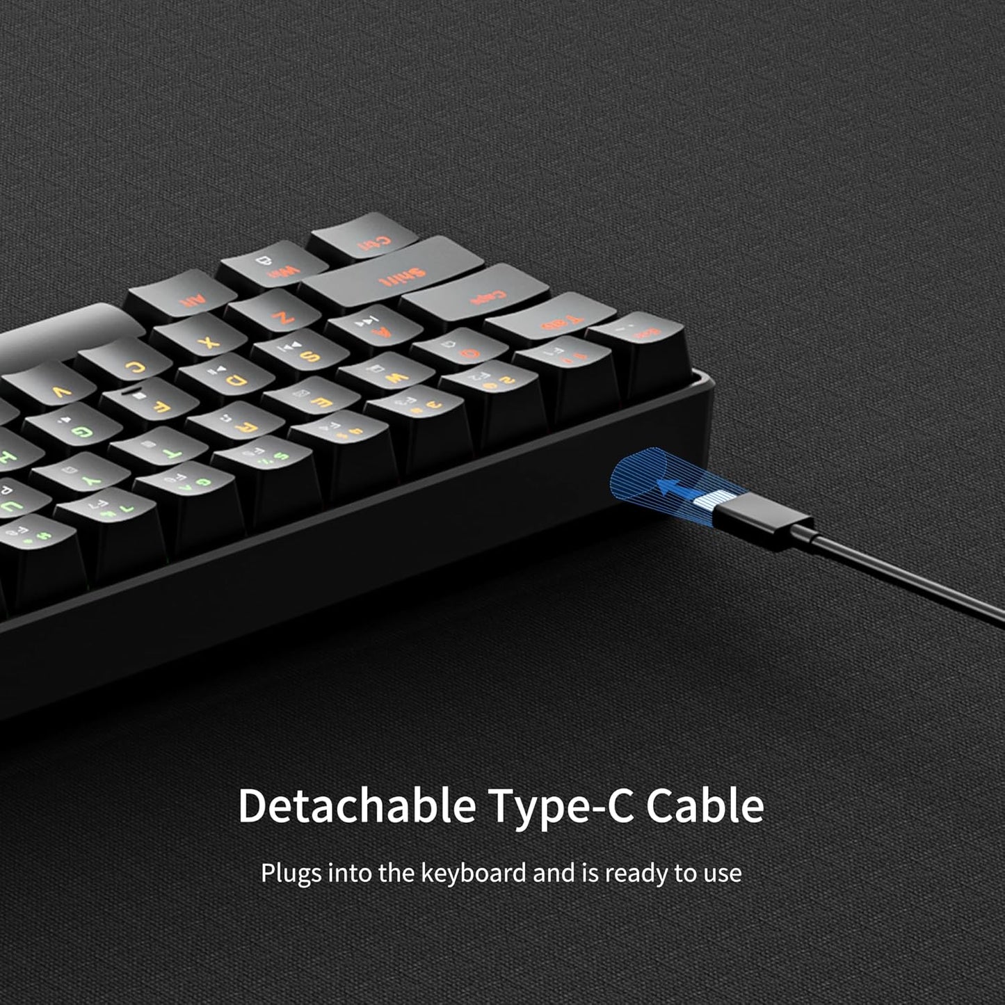 Tastatura gaming mecanica RGB EN (US) compacta 61 taste Blue Switch, Hot Swap, programabila, iluminare LED, pentru PC/Windows