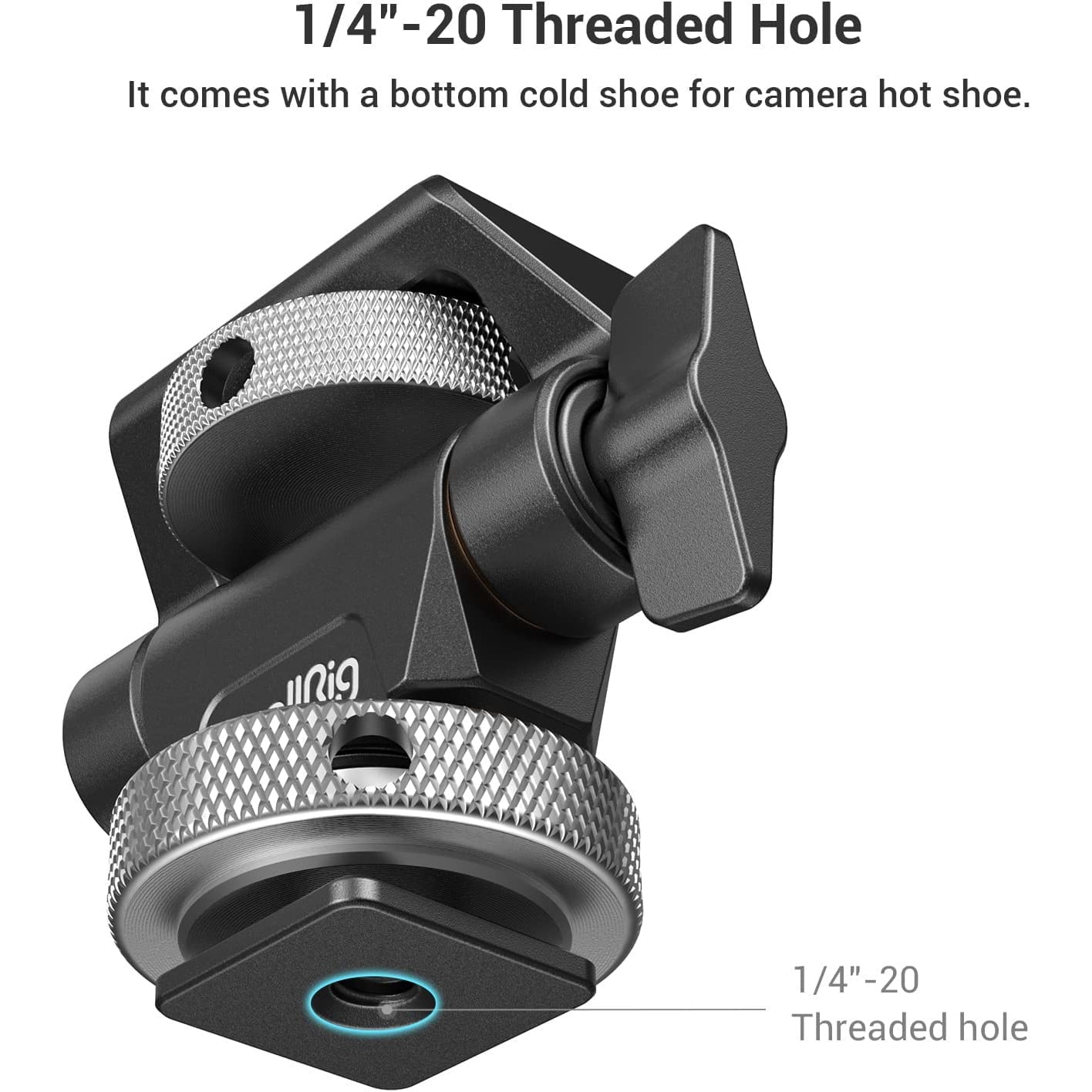 Suport monitor cu adaptor cold shoe si surub 1/4 inch, rotativ 360° si cu inclinare 180°, reglabil, cu surub de fixare, Smallrig 2905B