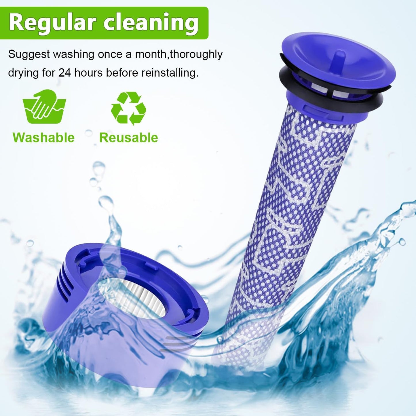 Set filtru HEPA pentru Dyson V7 V8, pre si post motor, lavabile, accesorii aspirator cu capac motor