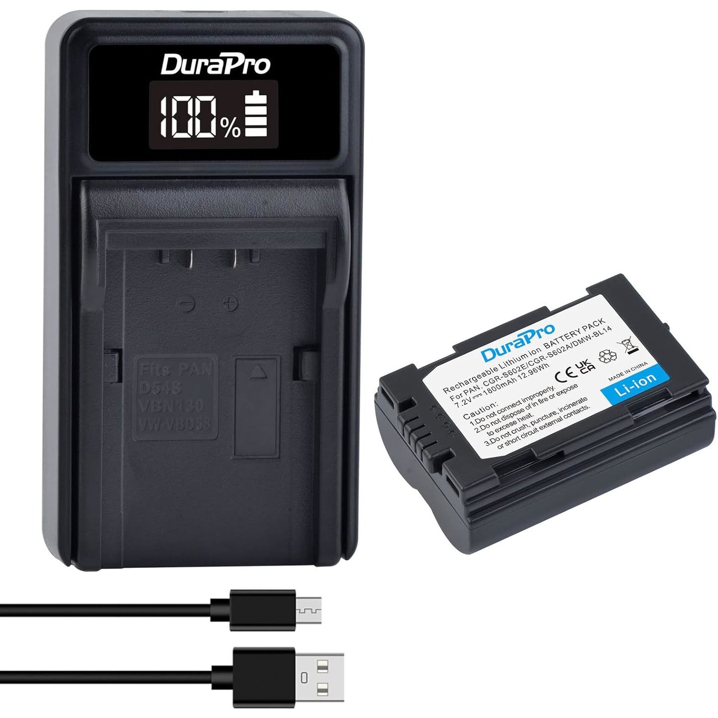 Set Acumulator de 1800 mAh cu incarcator USB LED pentru Panasonic CGR-S602, CGR-S602A, CGR-S602SE, CGR-S603, CGR-S603A/1B, DMW-BL14, Panasonic Lumix DMC-L1 Lumix DMC-L1K DMC-L1KEG-K DMC-L1KEB-K, LEICA, Leica DIGILUX 1, Leica DIGILUX 2, Leica DIGILUX 3