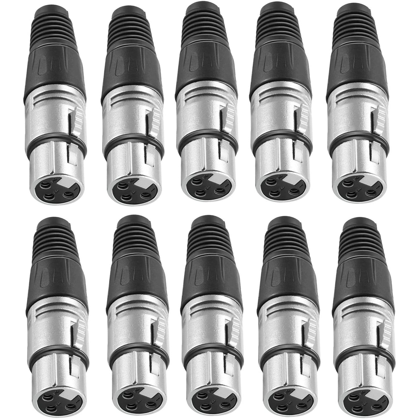 Set de 20 conectori XLR cu 3 pini, mufe 10 mama si 10 tata, din aliaj de zinc, durabile, cu conductivitate ridicata, si zgomot ultra scazut