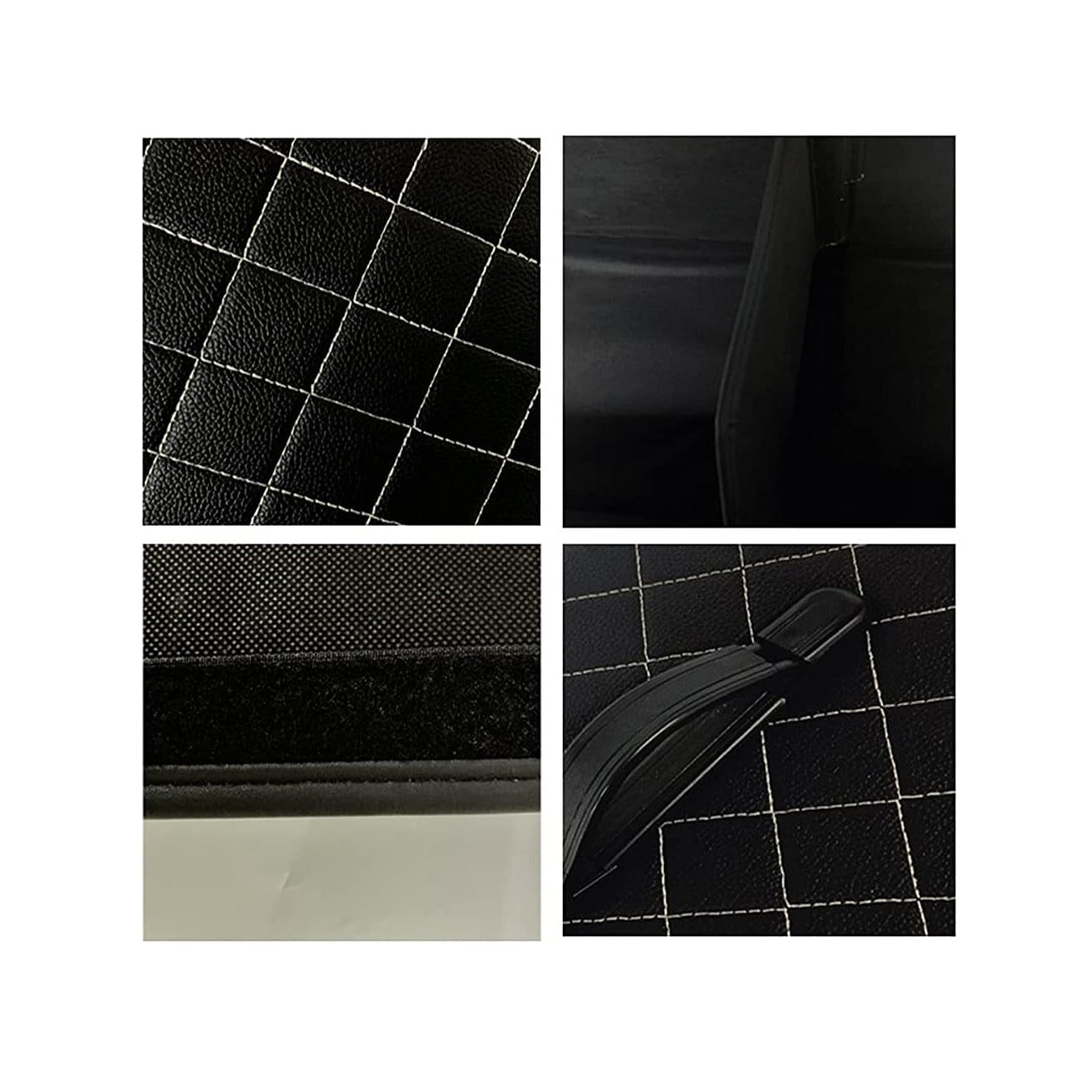 Organizator pentru portbagaj auto, universal, cutie depozitare pliabila din piele PU, impermeabila, cu capac, negru