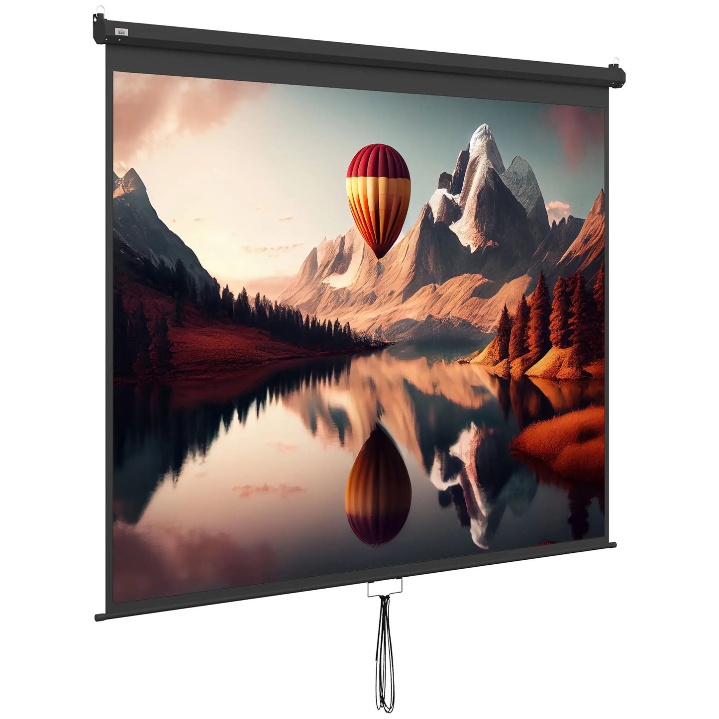 Ecran de proiectie pentru videoproiector, retractabil, 120 Inch, Format 16:9/4:3, 244x183 cm, Reglabil, Compact, Montare pe tavan sau pe perete, Negru