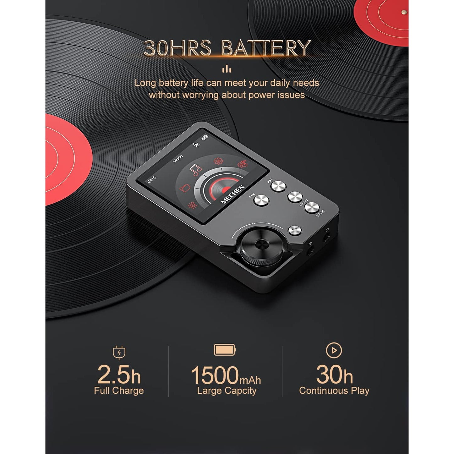 MP3 Player 64 GB HiFi, sunet digital de inalta rezolutie DSD DAC lossless, cu egalizator, 25 de ore de redare continua, suporta card pana la 256 GB