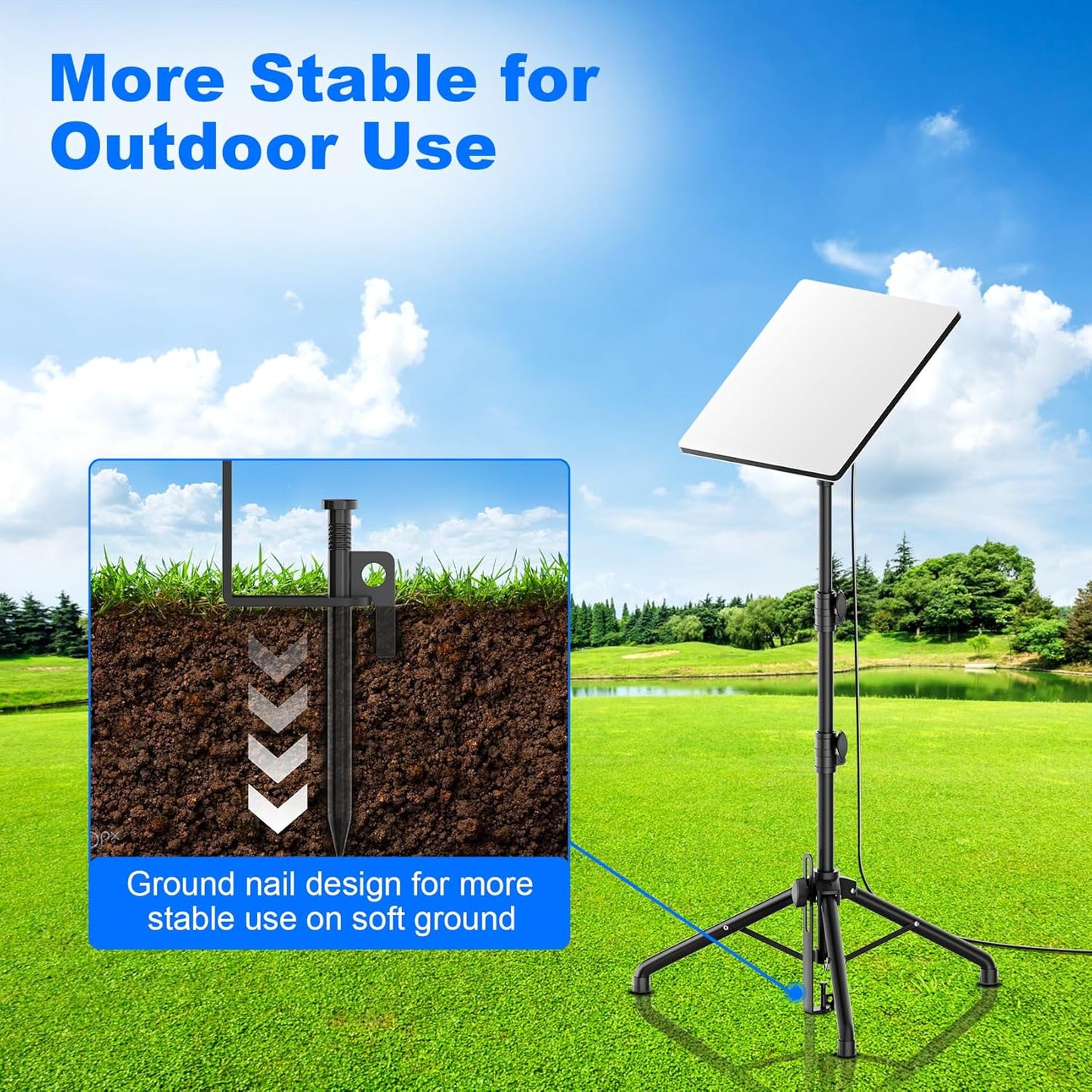 Suport trepied Starlink Mini, inaltime reglabila 66-124 cm, otel inoxidabil, ultra-stabil cu tarusi, portabil pentru camping, curte si calatorii, cu geanta de transport