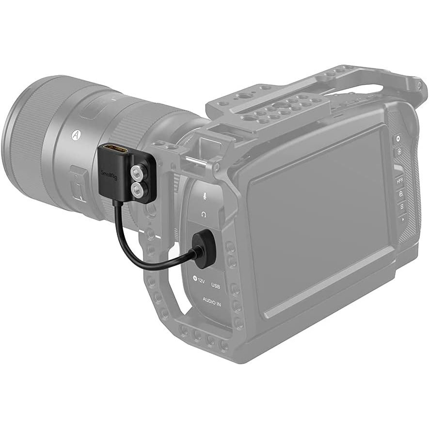 Adaptor HDMI tata la HDMI mama, 4K, cu 2 suruburi 1/4 inch, pentru BMPCC 4K, 6K, 6K Pro; Sony A7S III; Panasonic GH5, S1H, Smallrig 3019
