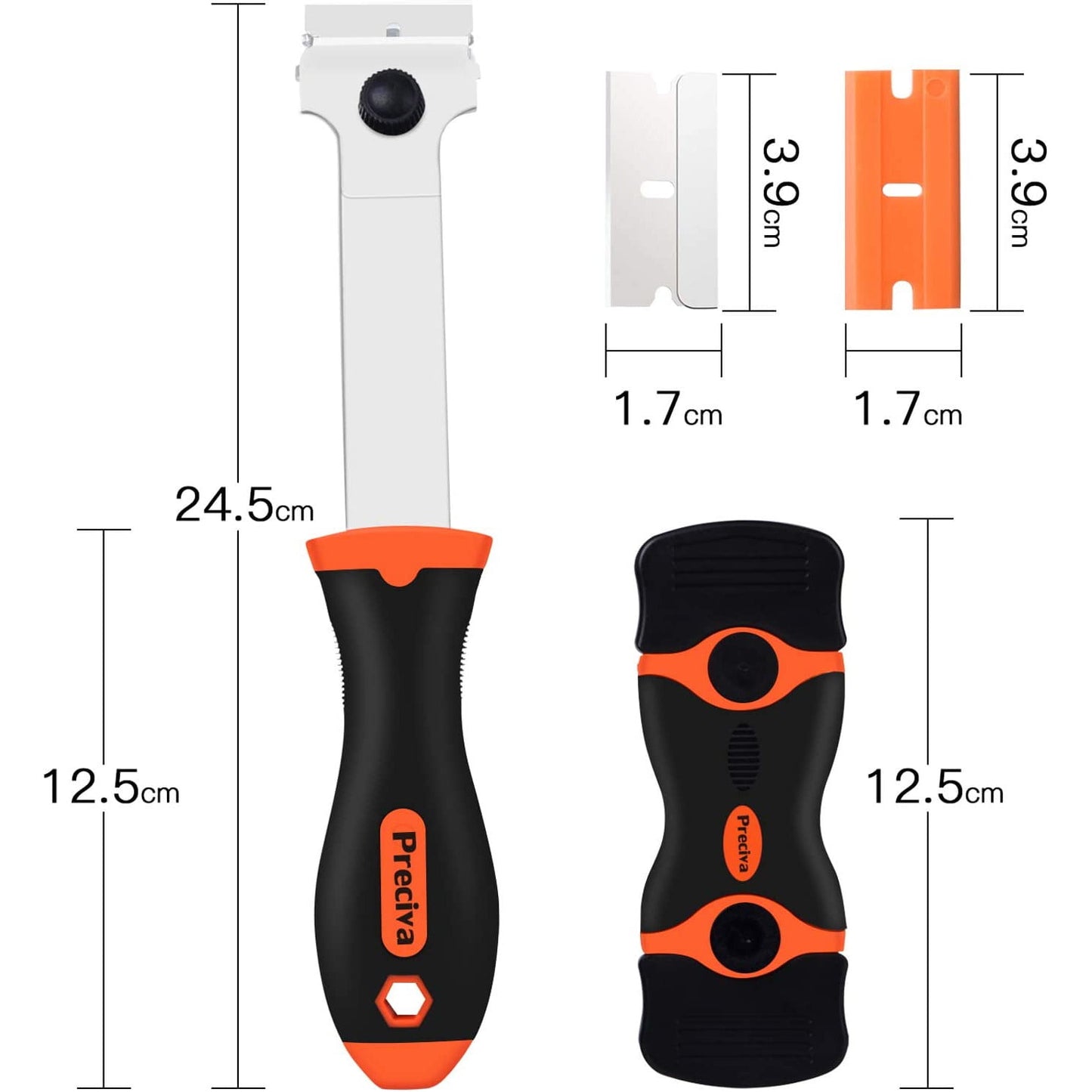 Set racleta pentru plita ceramica si razuitor, cu 20 lame de schimb, cu maner ergonomic, multifunctional, pentru curatare ceramica, sticla, portelan, Preciva