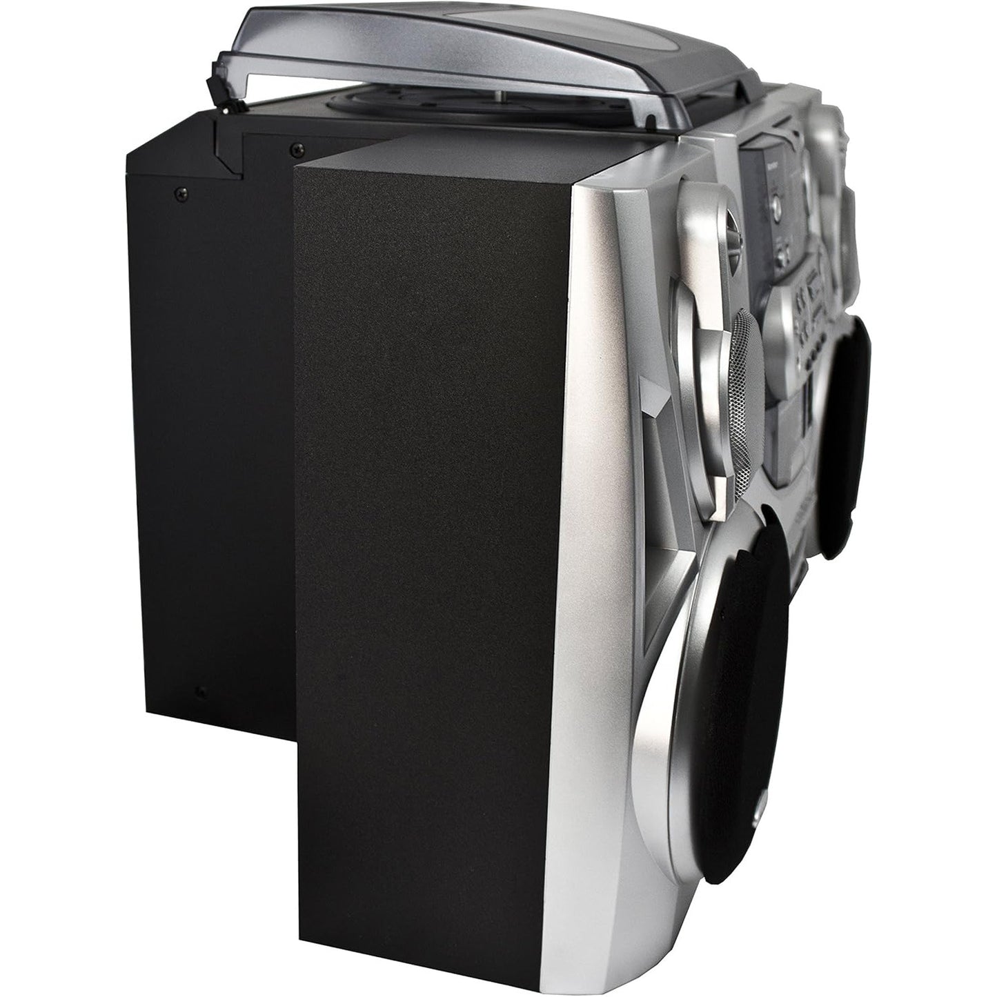 Sistem audio 5-in-1 Karcher KA 5300 – pick-up vinil, CD Changer 3 discuri, casetofon, radio FM/AM, difuzoare integrate, telecomanda, stil retro modern, argintiu