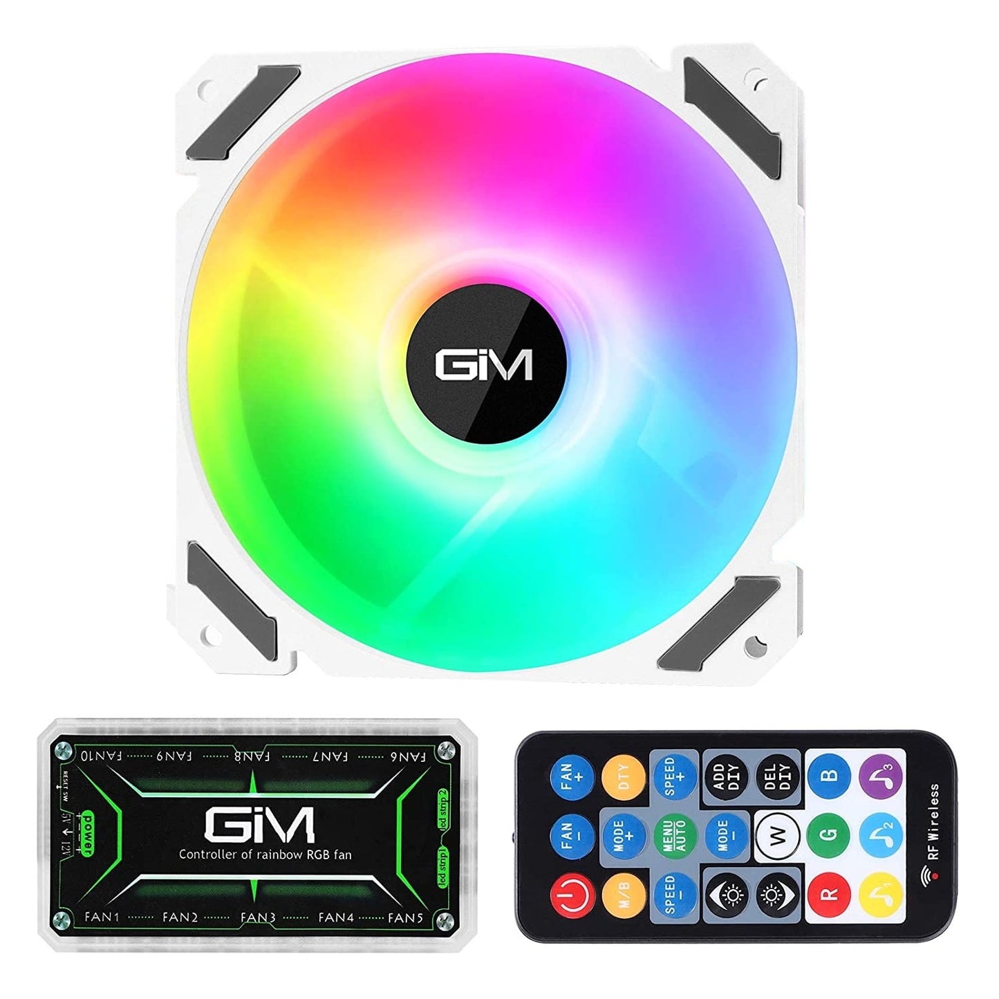 Set 3x ventilator 120mm LED GIM KB-28 RGB cu telecomanda, racire silentioasa si lumini multicolore