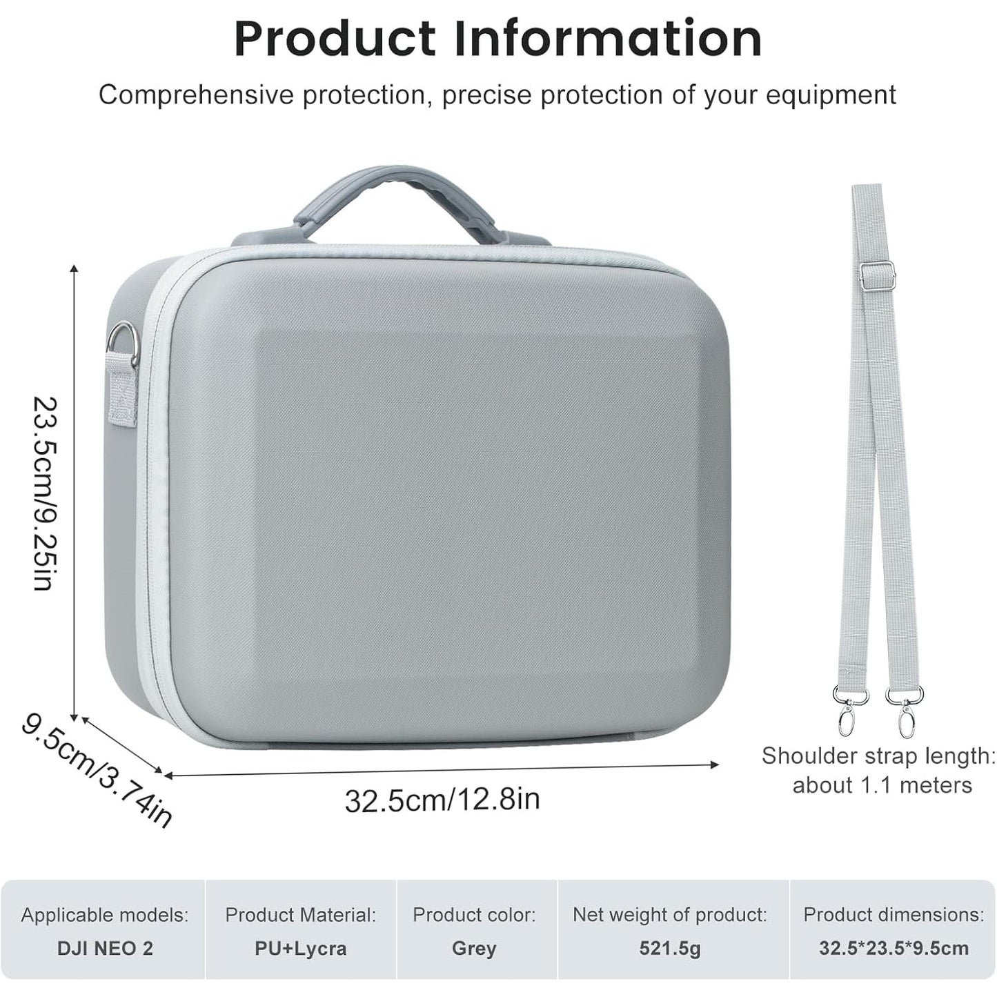 Husa de protectie pentru drona DJI Neo 2, geanta transport compatibila Fly More Combo, controler RC-N3, compartimente pentru accesorii, rezistenta la socuri si stropire, curea de umar, gri