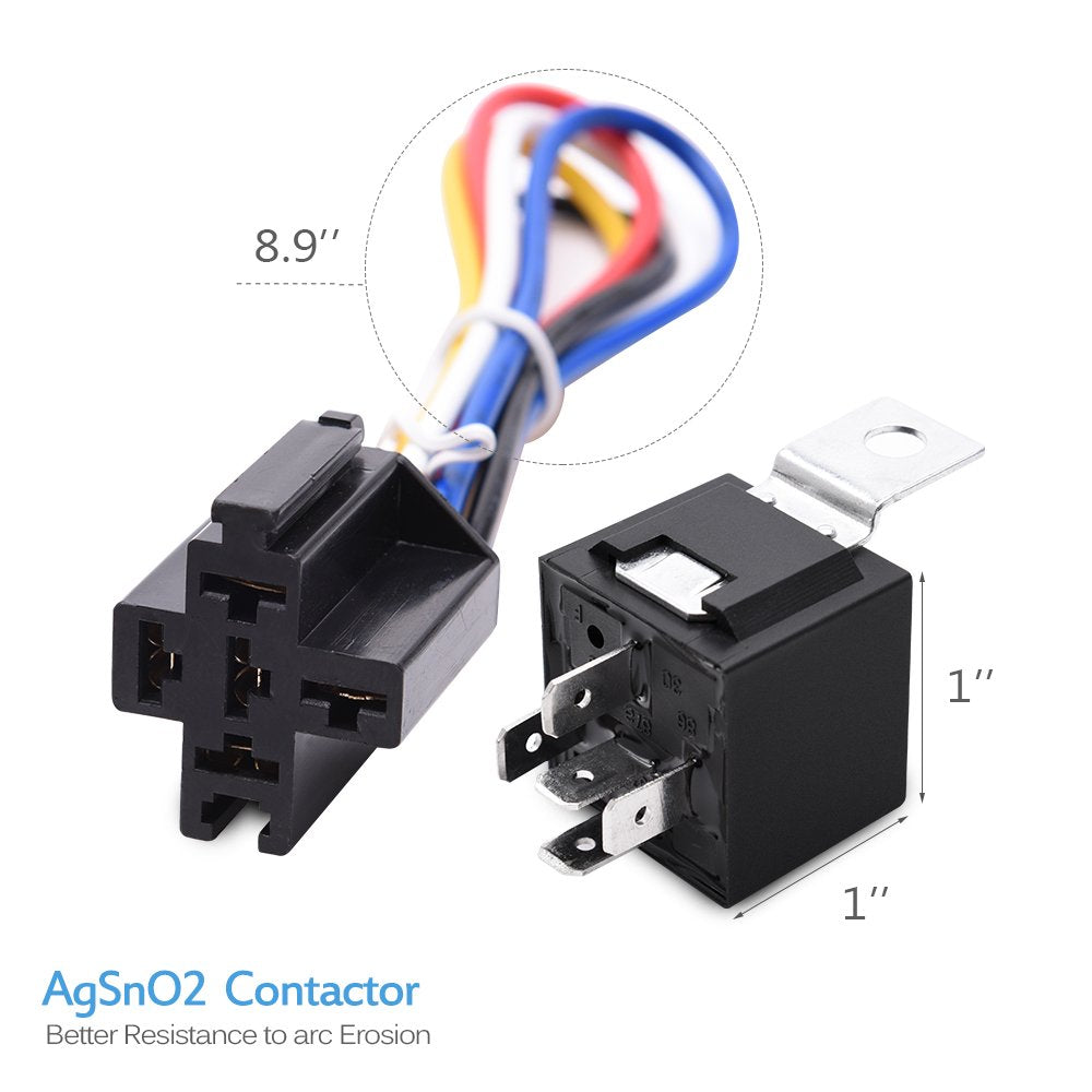 Set de 5 releu auto 12V 30/40A, cu priza, universal, Mictuning