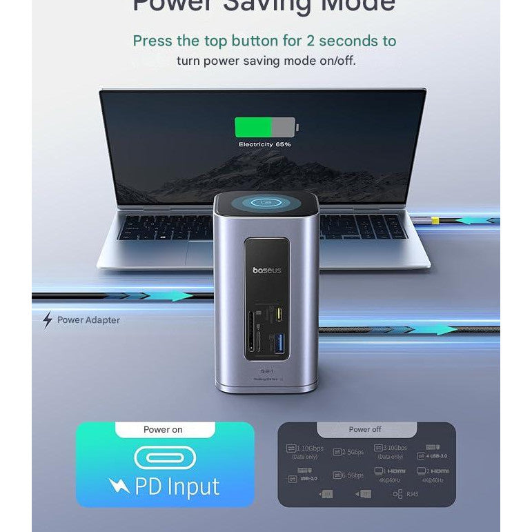 Statie de andocare 12 in 1, extindere la 2 monitoare 4K, PD 100W, 2 x HDMI 4K, 4 x USB-A, 2 x USB-C 10Gbps, TF/SD 104 Mbit/s, Gigabit Ethernet, cu buton blocare ecran, compatibila cu laptopuri Dell, HP, Lenovo, Asus, Acer, Mac