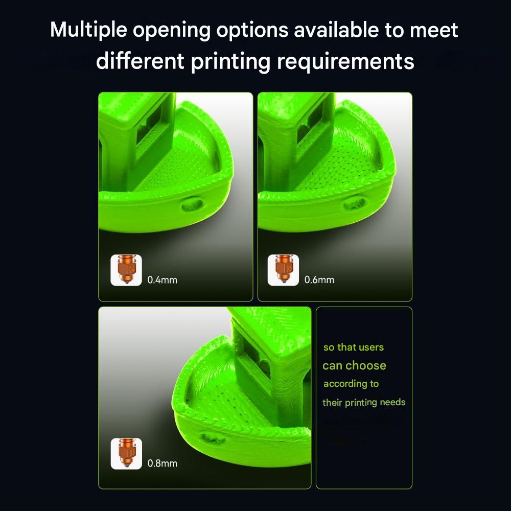 Set de 4 duze pentru Creality Linx K2P, cu schimbare rapida, material imbunatatit, 2 duze de 0, 4 mm, 1 duza de 0, 6 mm, 1 duza de 0, 8 mm, compatibil K2 Plus, din aliaj de cupru si otel calit