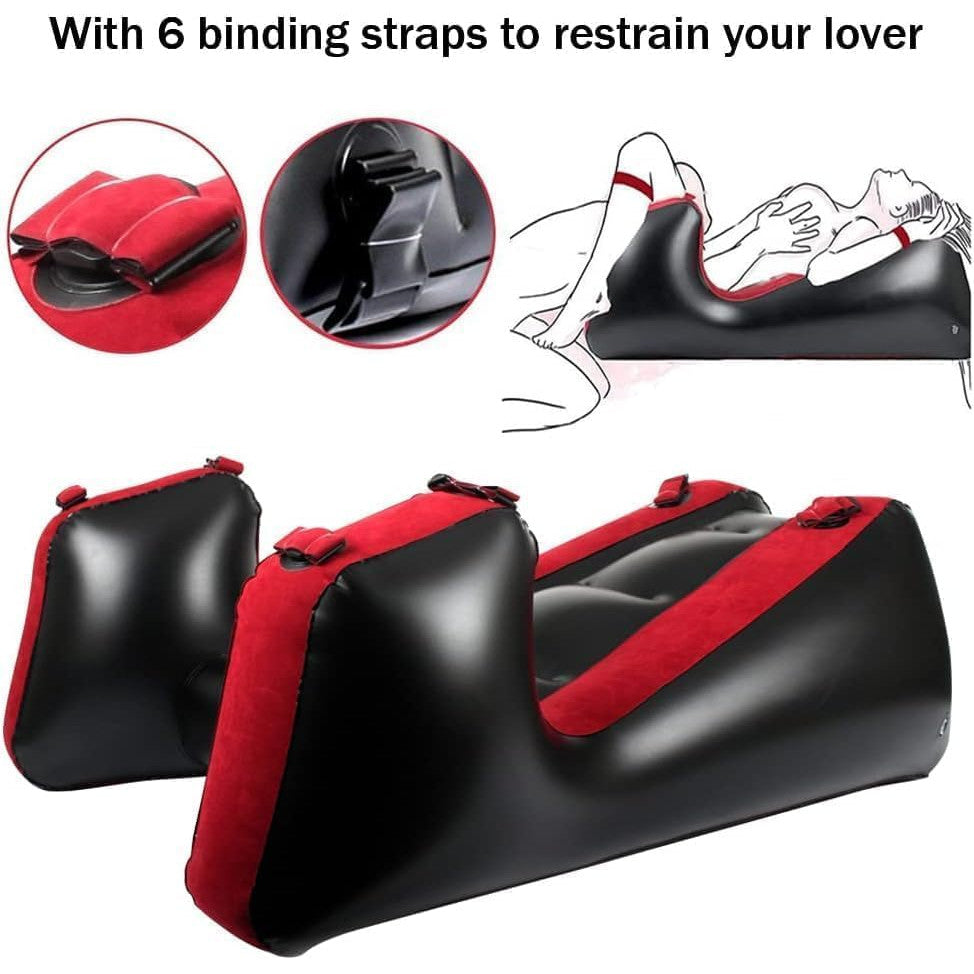 Canapea gonflabila pozitii sexuale, perna sexuala pentru jocuri de adulti, mobilier sexual gonflabil pentru pozitionarea punctului G, 50x35x18, negru/rosu