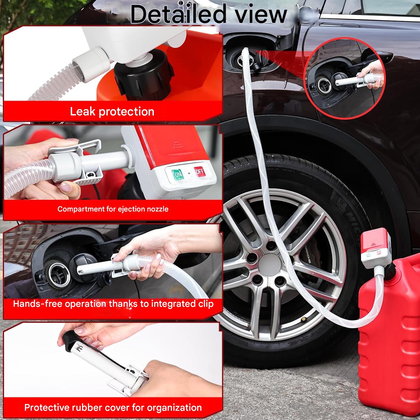Pompa electrica de transfer combustibil, alimentare cu baterii, cu senzor de oprire automata, portabila cu 4 adaptoare, furtun lung 130 mm, multifunctionala pentru benzina, motorina, ulei – Pentru canistre, tractor, generator sau masina de tuns iarba