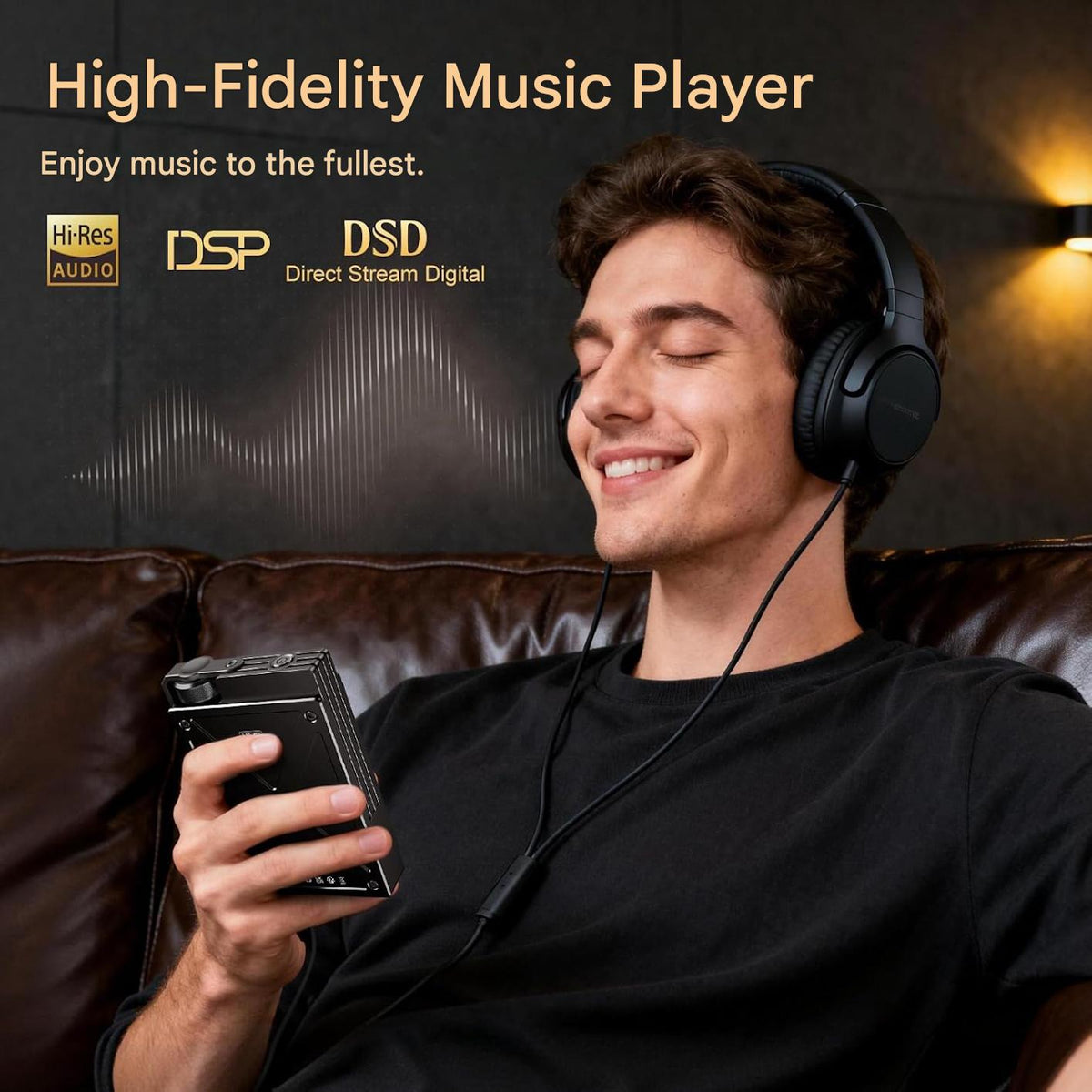 MP3 Player HiFi 64GB, audio Lossless DSD/FLAC/WAV, DAC profesional WM8965, 24bit/192kHz, ecran color 2 inch TFT, card MicroSD 64GB inclus, suport extindere pana la 256GB, baterie 2000mAh, USB-C si Jack 3.5mm, negru