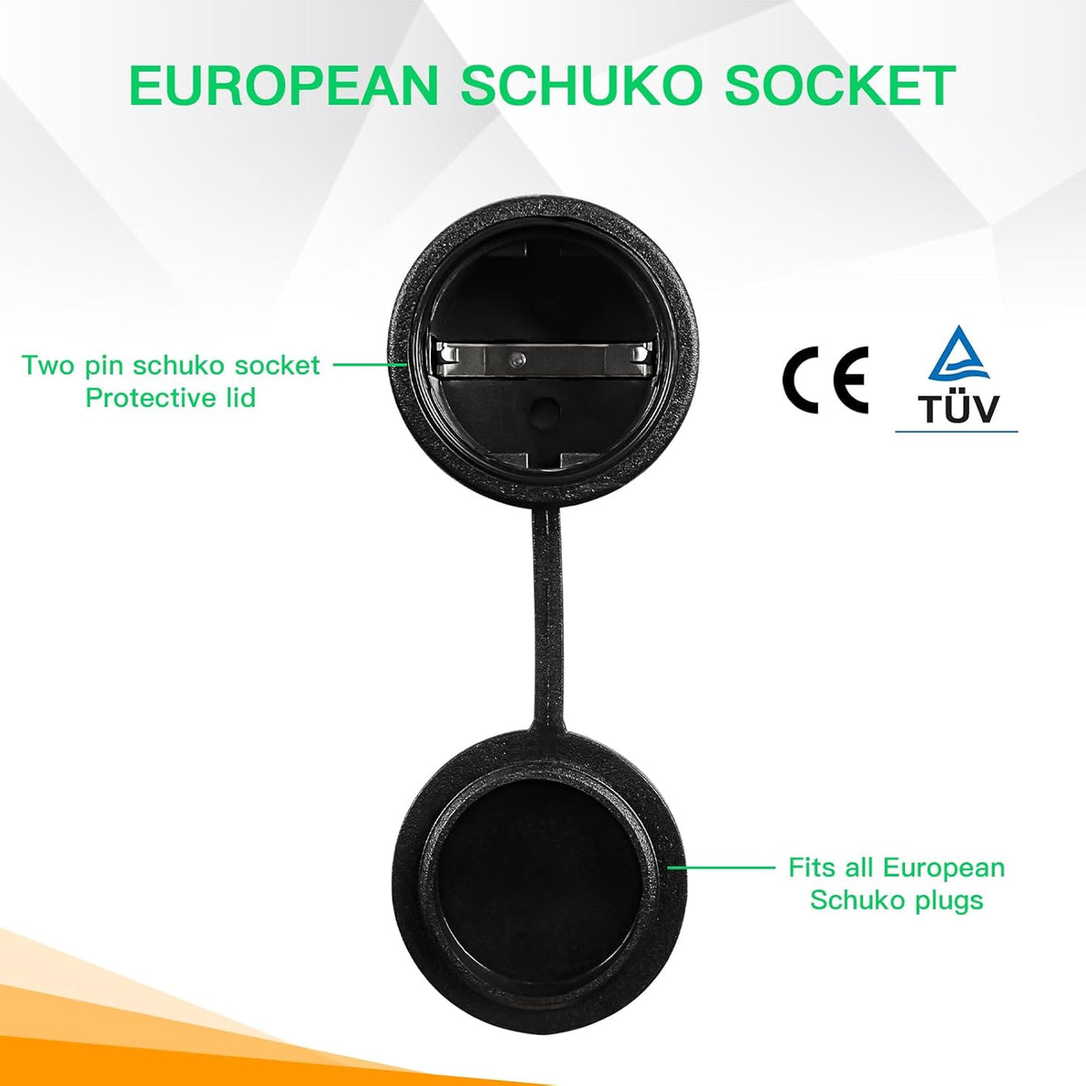 Cablu de incarcare EV AOHEWEI Tip 2 la Schuko, 16A, 250V, 3.5kW, adaptor statie incarcare IEC 62196, cablu 60 cm TPU, protectie IP55, compatibil masini electrice, trotinete si biciclete electrice, incarcare rapida