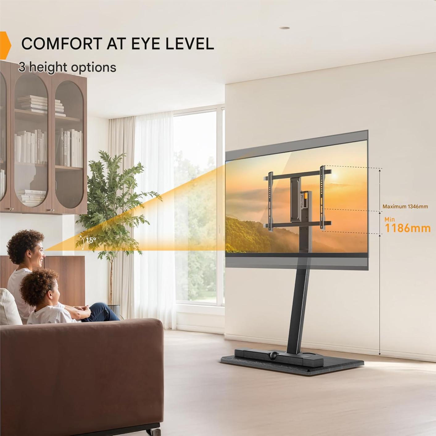 Suport TV, stand cu roti pentru televizor 30-70 inch, inaltime reglabila, 40 kg capacitate, unghi inclinare reglabil, VESA 400 x 400 mm, mobil, negru